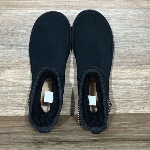 UGG Women’s Classic Mini Chain Black Suede Boots - Picture 6 of 11